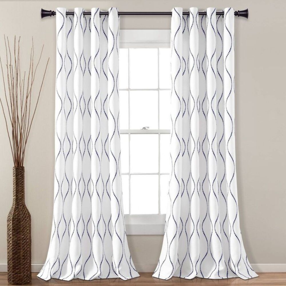 Lush Decor - 2pk 52"x84" Light Filtering Swirl Curtain Panels N White